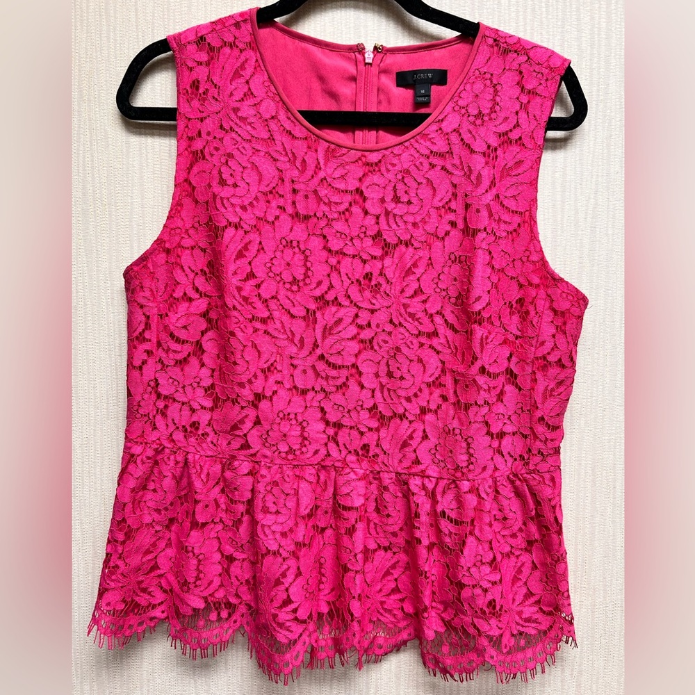 JCrew fitted lace peplum top